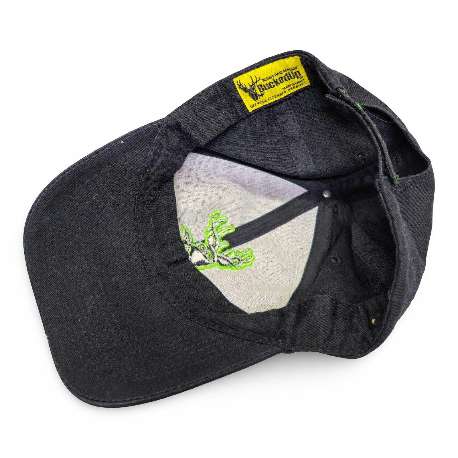 BuckedUp Black Neon Green Antlers Graphic Adjustable Baseball Cap - Image 5