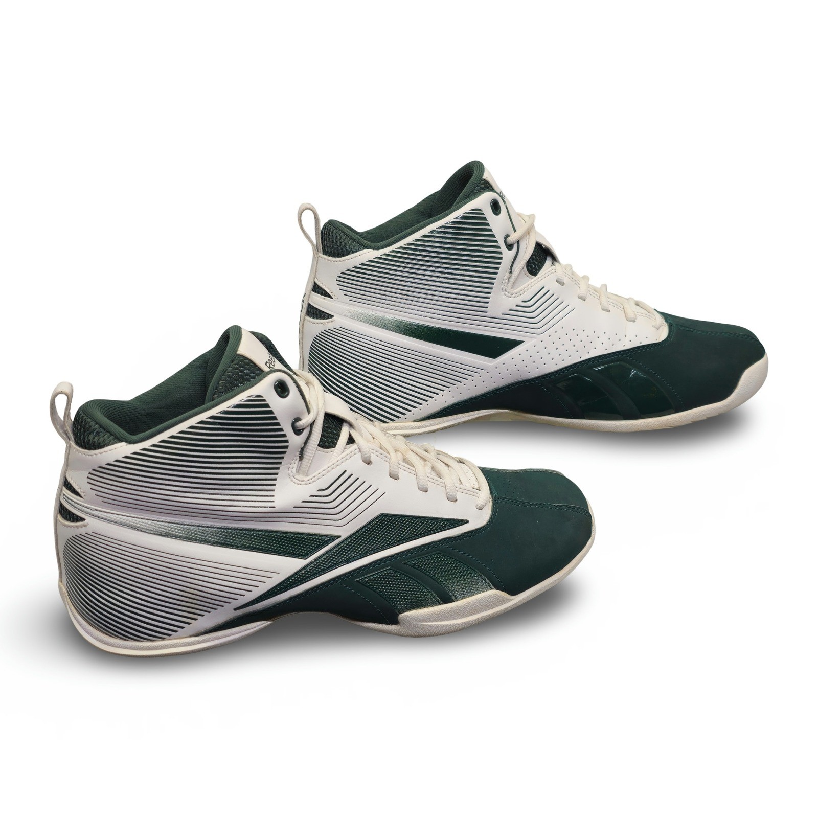 Vintage Reebok Basketball Shoes Mens 12 Green White Mid Top V56701