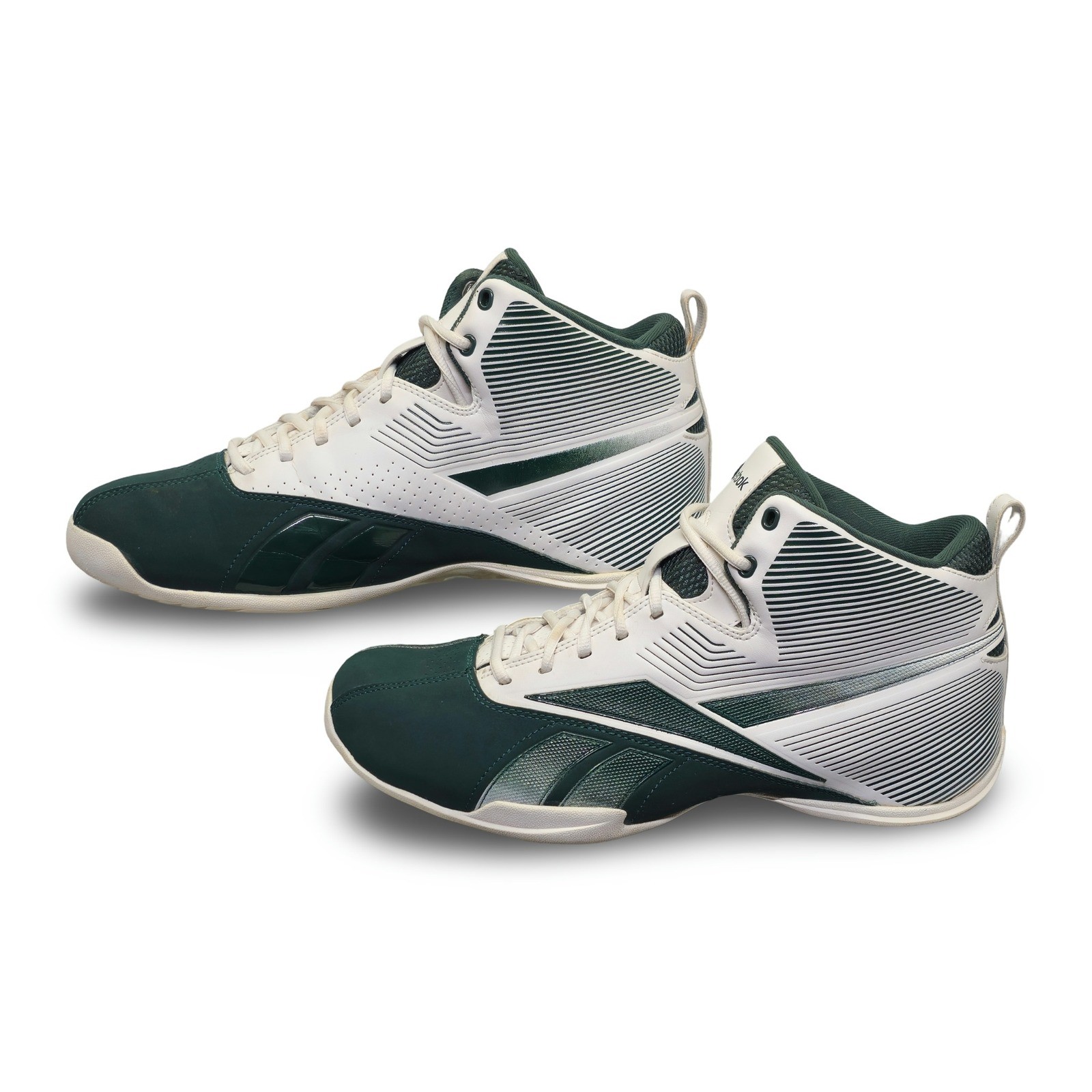 Vintage Reebok Basketball Shoes Mens 12 Green White Mid Top V56701 - Image 2