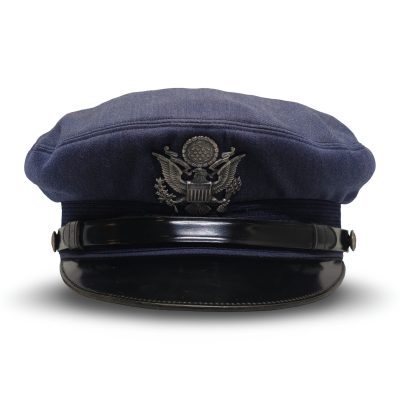 Vintage WW2 USA Army Crusher Visor Cap Men 6 7/8 Blue Eagle Crest Excellent