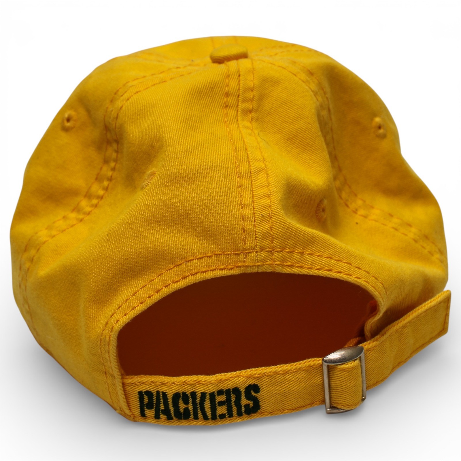 Green Bay Packers Yellow Distressed Strapback Hat OSFM Cotton - Image 3