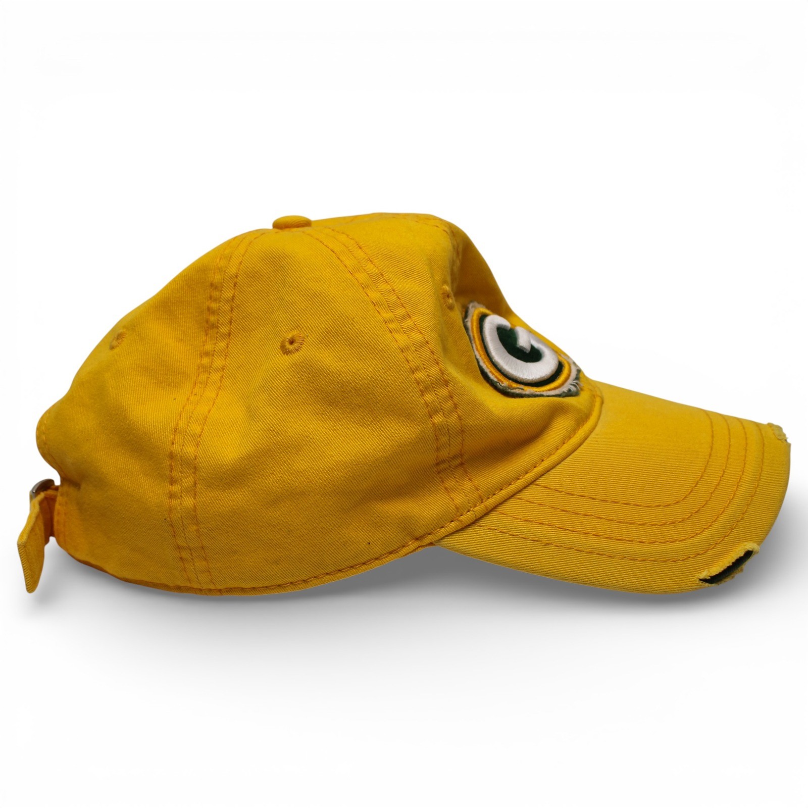 Green Bay Packers Yellow Distressed Strapback Hat OSFM Cotton - Image 4