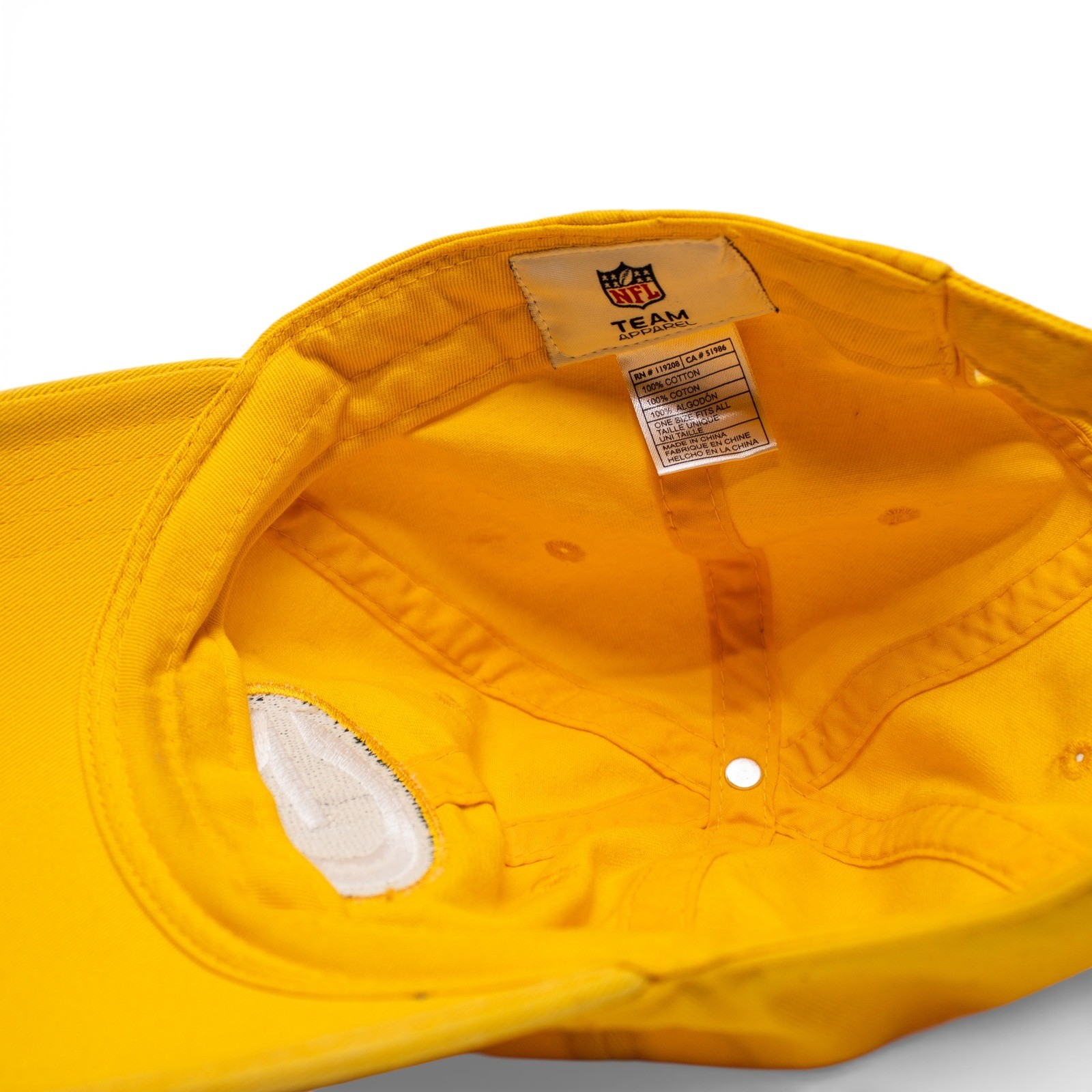 Green Bay Packers Yellow Distressed Strapback Hat OSFM Cotton - Image 5