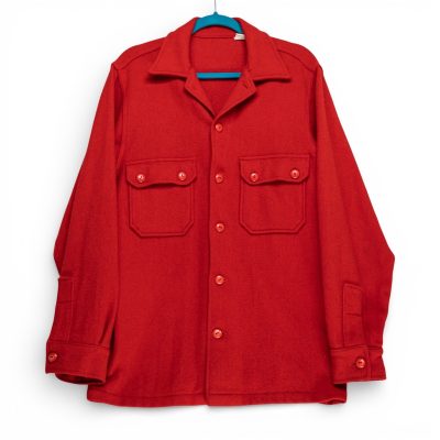 Woolrich Vintage 50s 60s CPO Wool Shirt Jacket Red Mens 44 Long Hunting